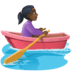 🚣🏿‍♀️ woman rowing boat: dark skin tone display on Facebook